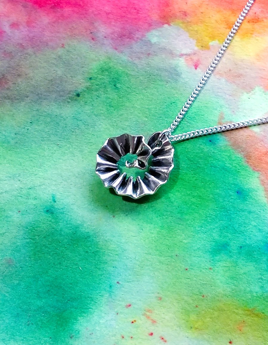Silver Ammonite Spiral Pendant with a Silver Curb Chain