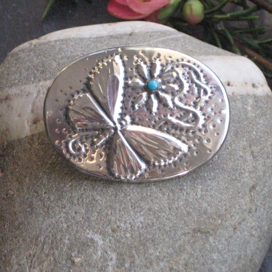 Butterfly Brooch with Turquoise