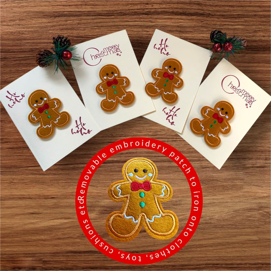 Gingerbread Christmas cards packs with detachable iron on patch.  
