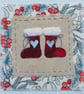 Santa's Boots! Miniature hand-stitched textile mounted on recycled card - Image 2