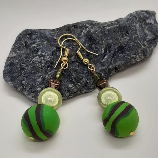 Bright green and chocolate earrings
