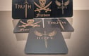 Engraved black veneer coasters 