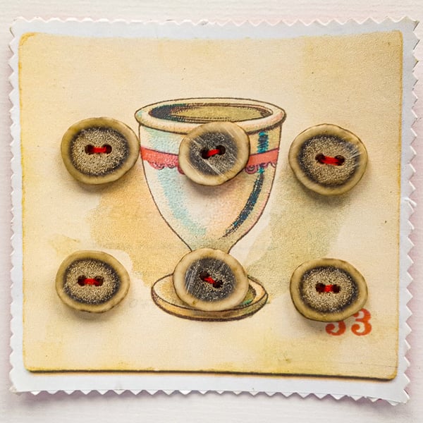 Vintage Horn BUTTONS made from naturally shed deer antlers, set of 6