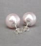 12mm Chunky Blush Pink Pearl Stud Earrings - Large Light Pink Studs - Jewellery - Image 1