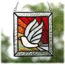 Sunset Dove Stained Glass Art Picture Suncatcher Handmade 