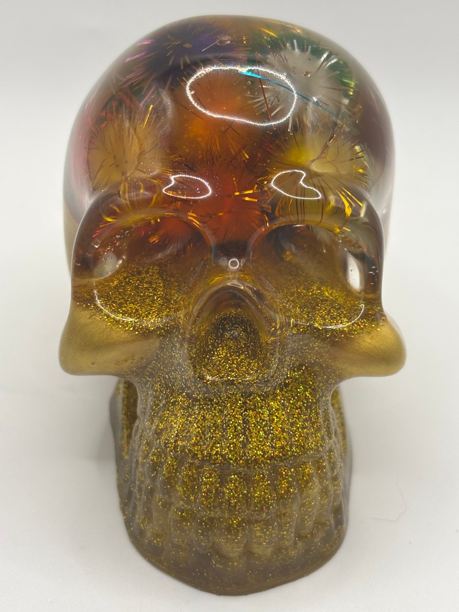 Tinsel Pompom Skull Ornament