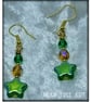 Green glass star bead earrings  - Image 2