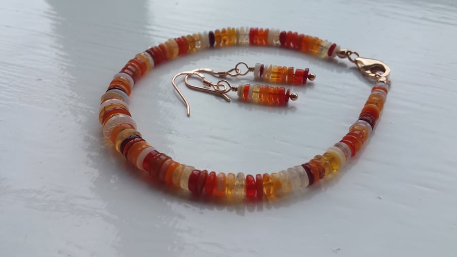 Shades Of Fire Opal Bracelet and Earring Set 2