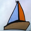 Bobbing Boats, stained glass and driftwood mobile