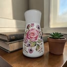 Decoupaged Floral Glass Vase 