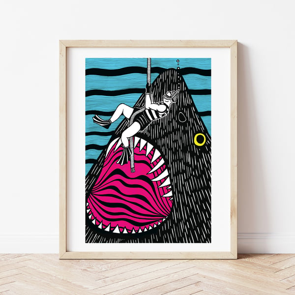Shark Attack - Giclee Fine Art Print (Unframed)