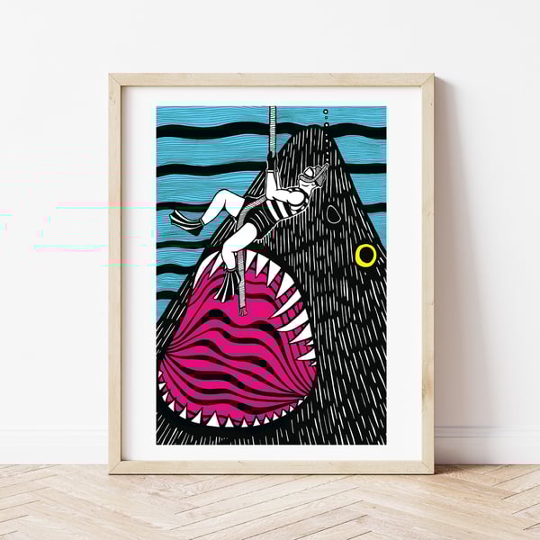 Shark Attack - Giclee Fine Art Print (Unframed)