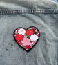 Peony Flower Love Heart Embroidered Patch Iron On Sew On Floral Badge - Image 2