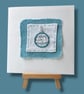 Hand embroidered Christmas card with a shiny blue and silver beaded bauble - Image 7