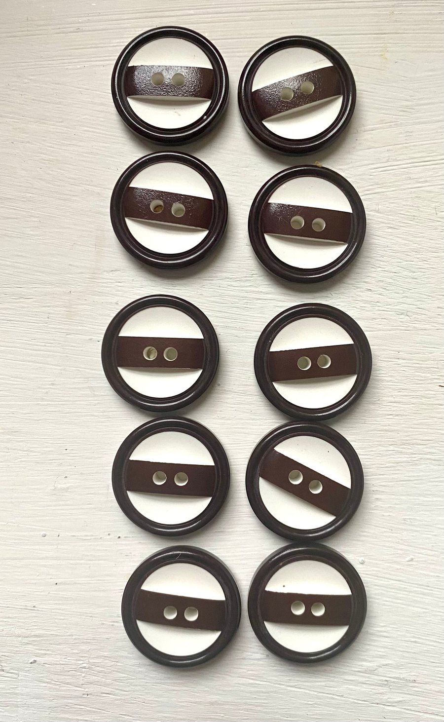 10  retro 60s vibe brown and white vintage buttons 
