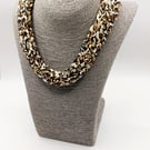 Handmade Knitted Fabric Necklace – Animal Print Statement Piece