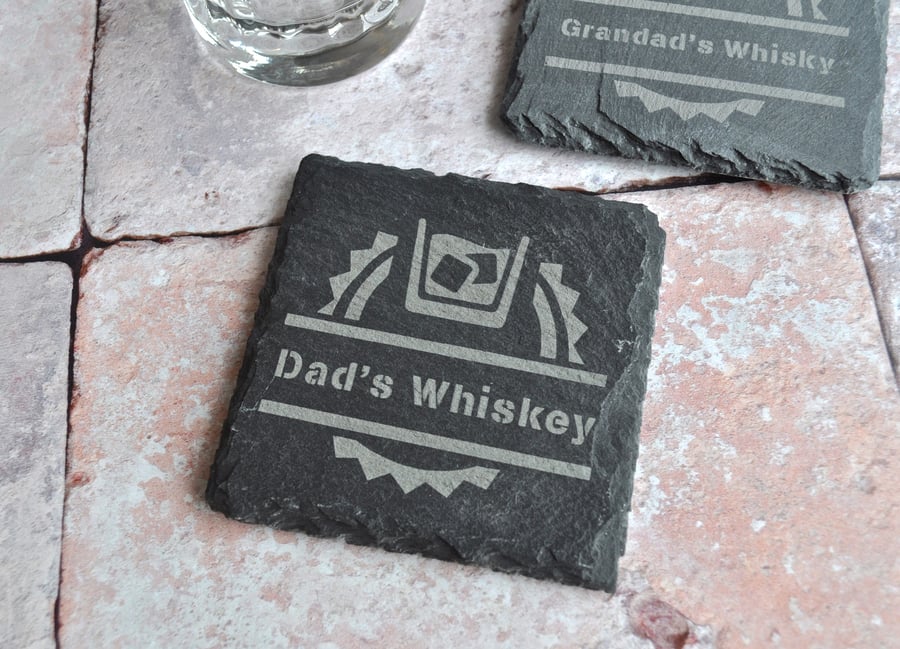 Personalised Dad's Whiskey Slate Coaster