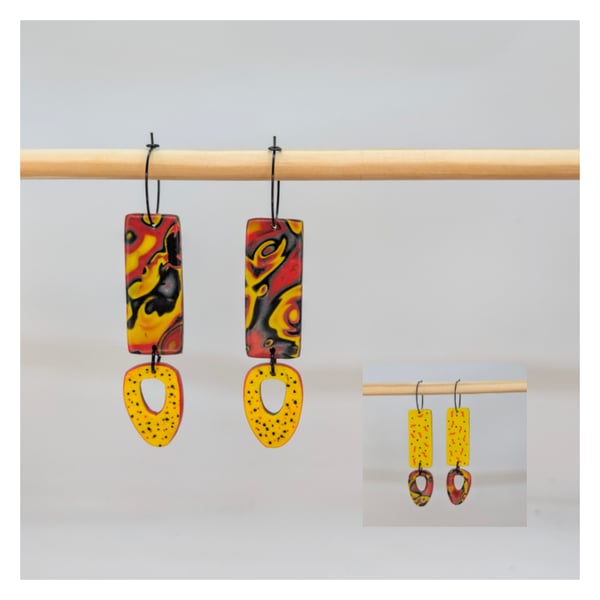 Fiery double sided earrings.