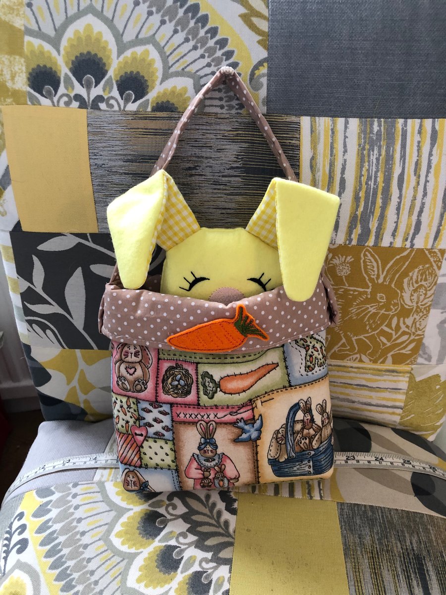 Easter Bunny basket bag fully lined with over arm handle