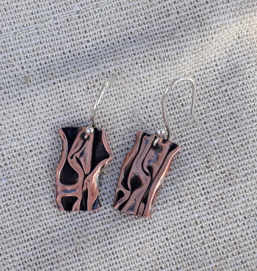Copper beach themed wave earrings