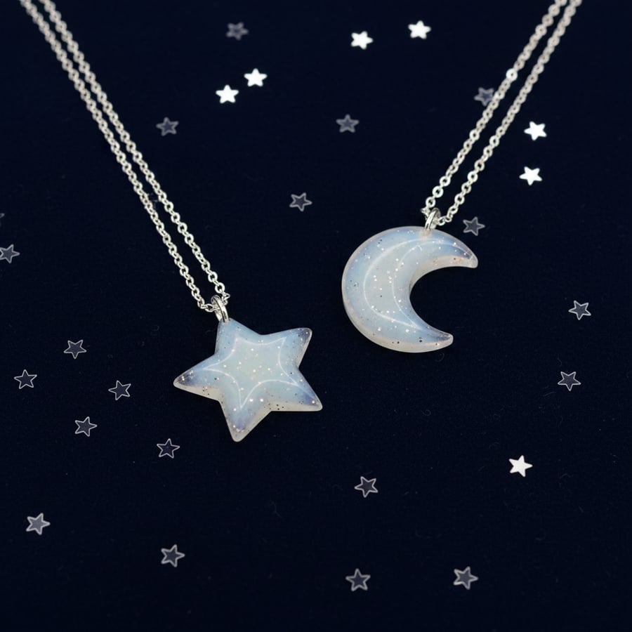 Glow In The Dark Moon Or Star Necklace 