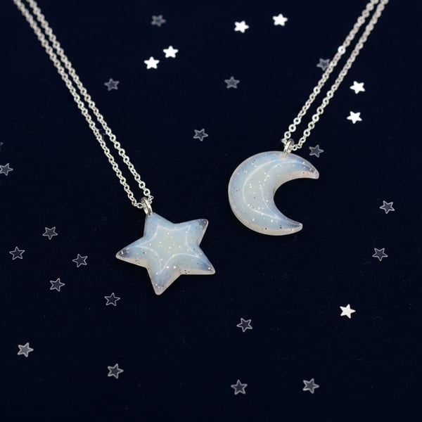 Glow In The Dark Moon Or Star Necklace 