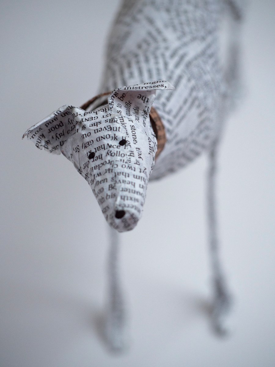 Ness Large Paper Mache Standing Pointy Dog Sculpture