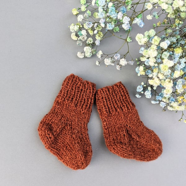 Hand knit baby wool socks newborn socks wool sheep baby shower gift 