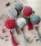 Crochet Christmas Tasselled Baubles Set of 6 - Tree Decorations