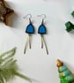 Blue eye-catching stained glass and hammered brass earrings, festival jewellery - Image 10