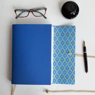 Blue Leather Journal lined with Dragons Eye Paper, Choice of Paper Type, A5