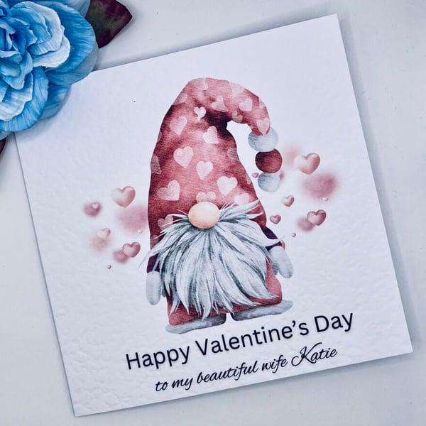 Gnome Gonk Valentine s Day card personalised