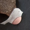 Robin brooch in sterling silver and copper