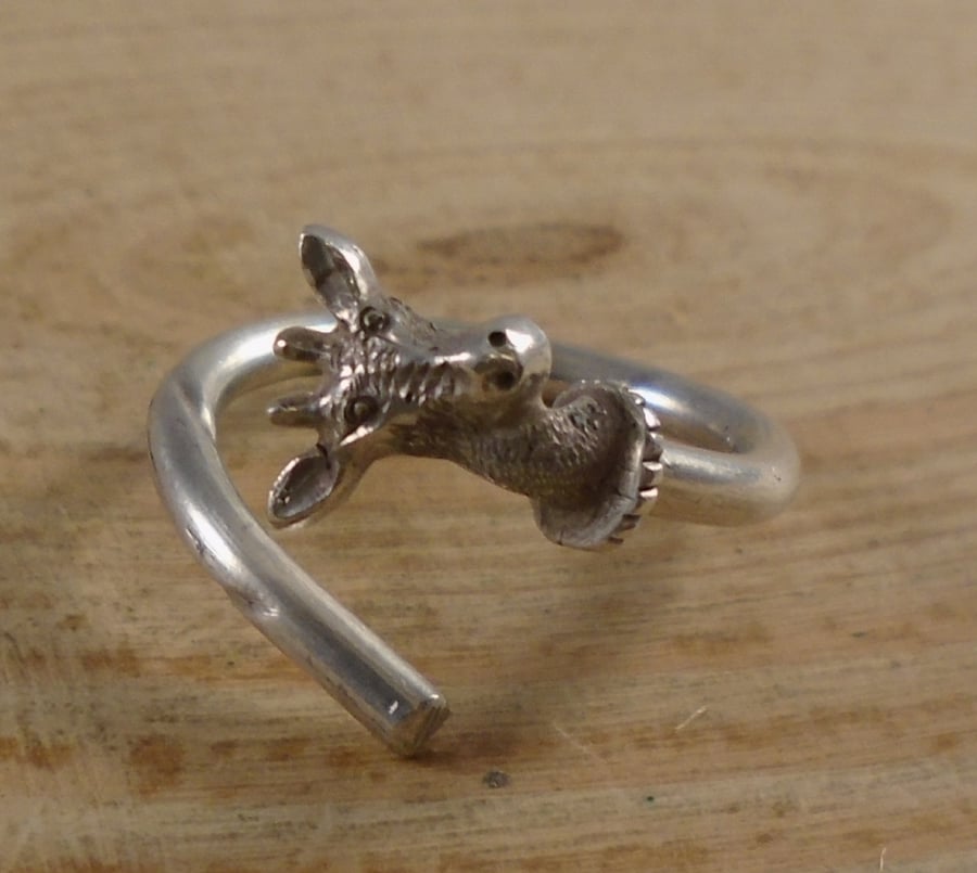 Upcycled Silver Plated Giraffe Spoon Handle Ring SPR102009