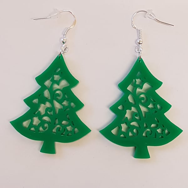 Christmas Tree Earrings - Acrylic