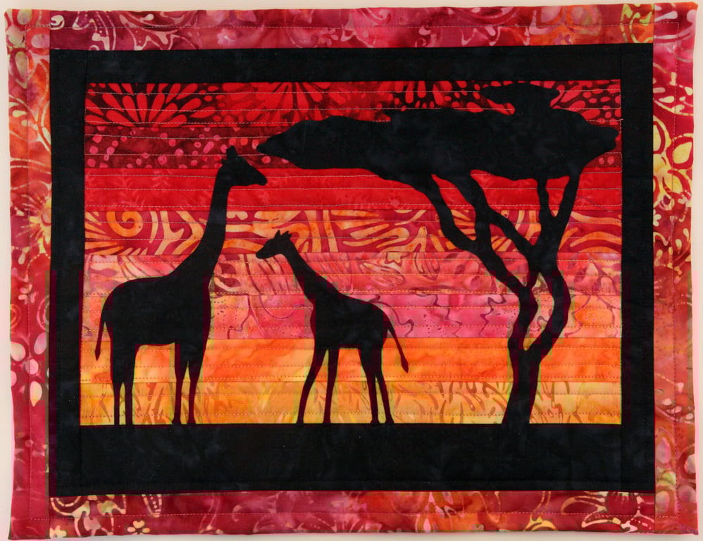 Mother and Calf Giraffe Kit Art Quilt 