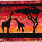 Mother and Calf Giraffe Pattern Art Quilt 