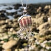Pink Sea Pottery Sea Glass & Sterling Silver Jelly Fish Pendant Necklace - 1075