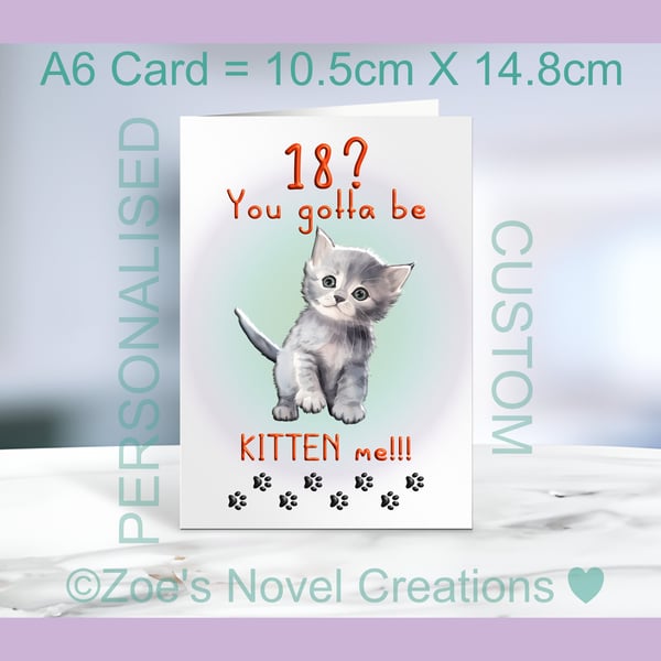 Happy Birthday Card, personalised, A6 size 10.5cm X 14.8cm - any age