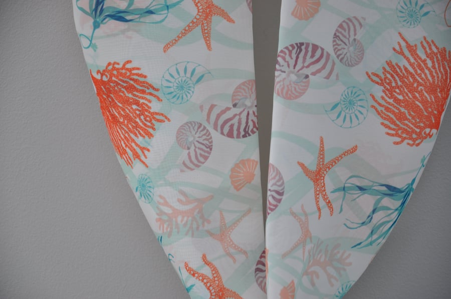 Handprinted chiffon scarf Seashore 