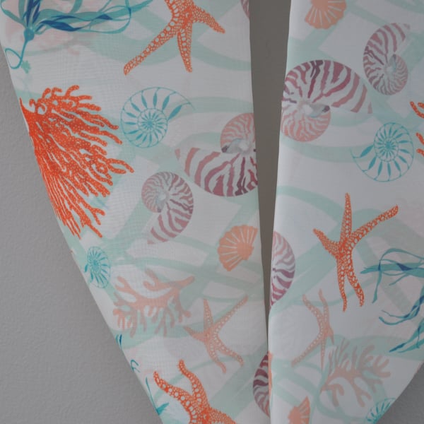 Handprinted chiffon scarf Seashore 