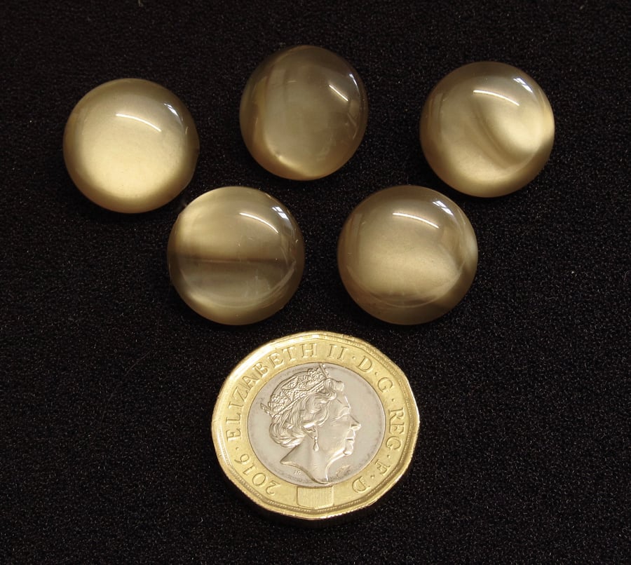 Vintage Buttons: Taupe ‘Moonstone’ Effect, 5x 16mm