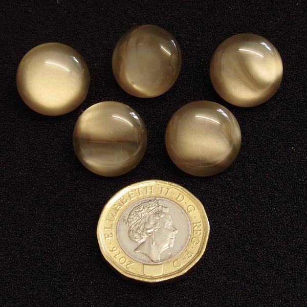 Vintage Buttons: Taupe ‘Moonstone’ Effect, 5x 16mm