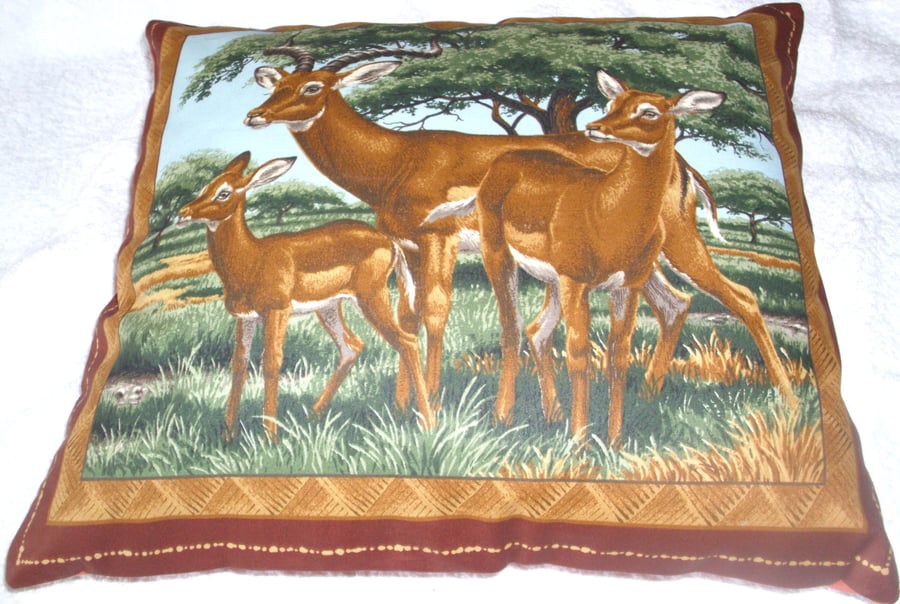 On Safari Gazelles under trees cushion