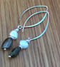 Labradorite Pearl Sterling Silver long earrings Handmade in England, Metalsmith - Image 8