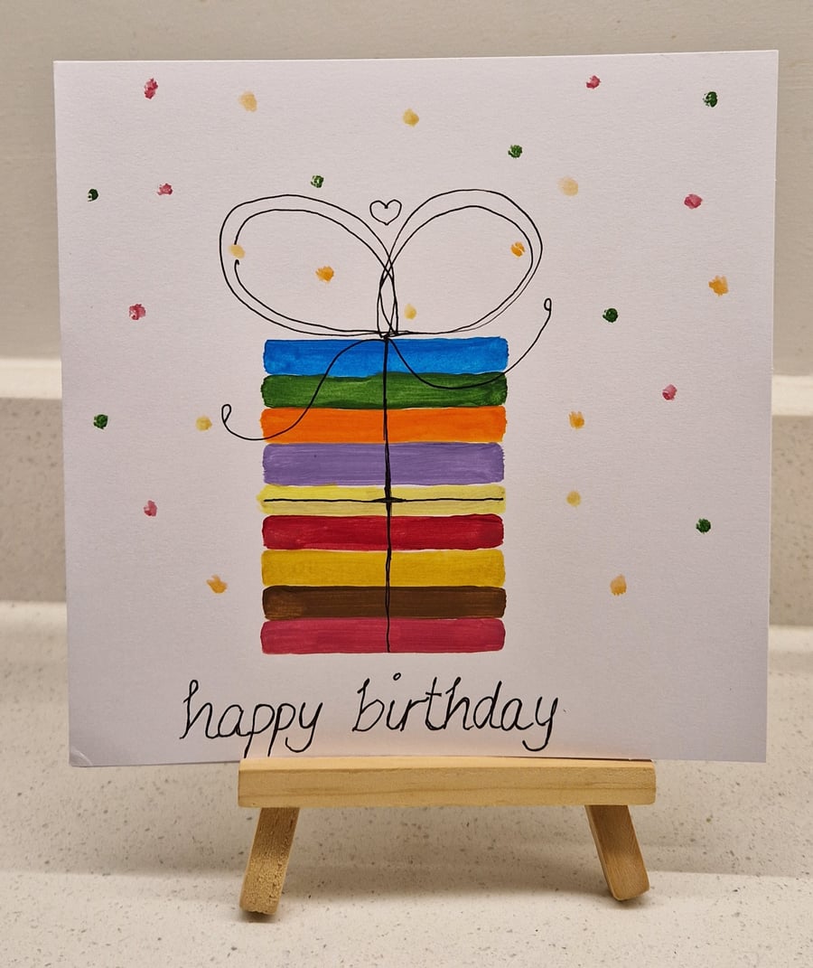 Wrapped birthday gift birthday card colourful