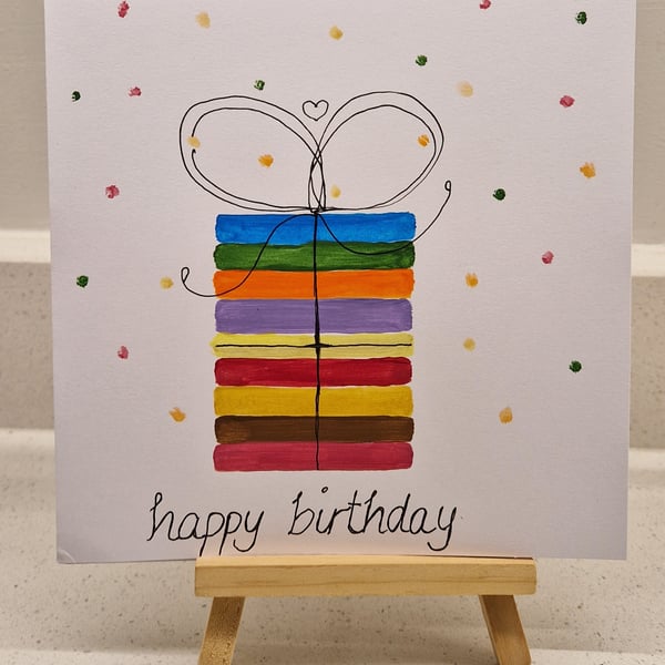 Wrapped birthday gift birthday card colourful