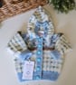 Designer Baby Boys Hand Knitted Textured Hooded Jacket 3-9 months size