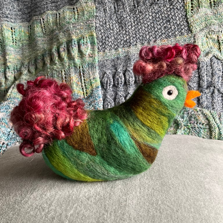 “Sandrine” needle felted chicken