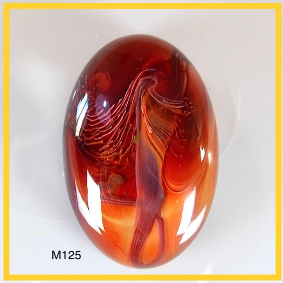 Medium Oval Fire Cabochon, hand made, Unique, resin jewelry - M125